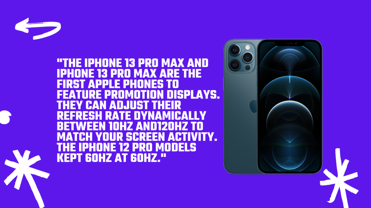 The iPhone 13 Pro Max and iPhone 13 Pro Max are the first Apple phones to feature ProMotion displays.